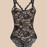 Sexy One Piece Deep V Neck Backless Tank Tops Lace Thong Shapewear Bodysuit