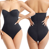 Women's Strapless Built-in Bra X Cross Tummy Control Bodysuit