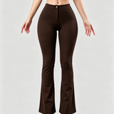 High Waist Butt Lifting Solid Black Slim Fit Flare Shaping Yoga Pants