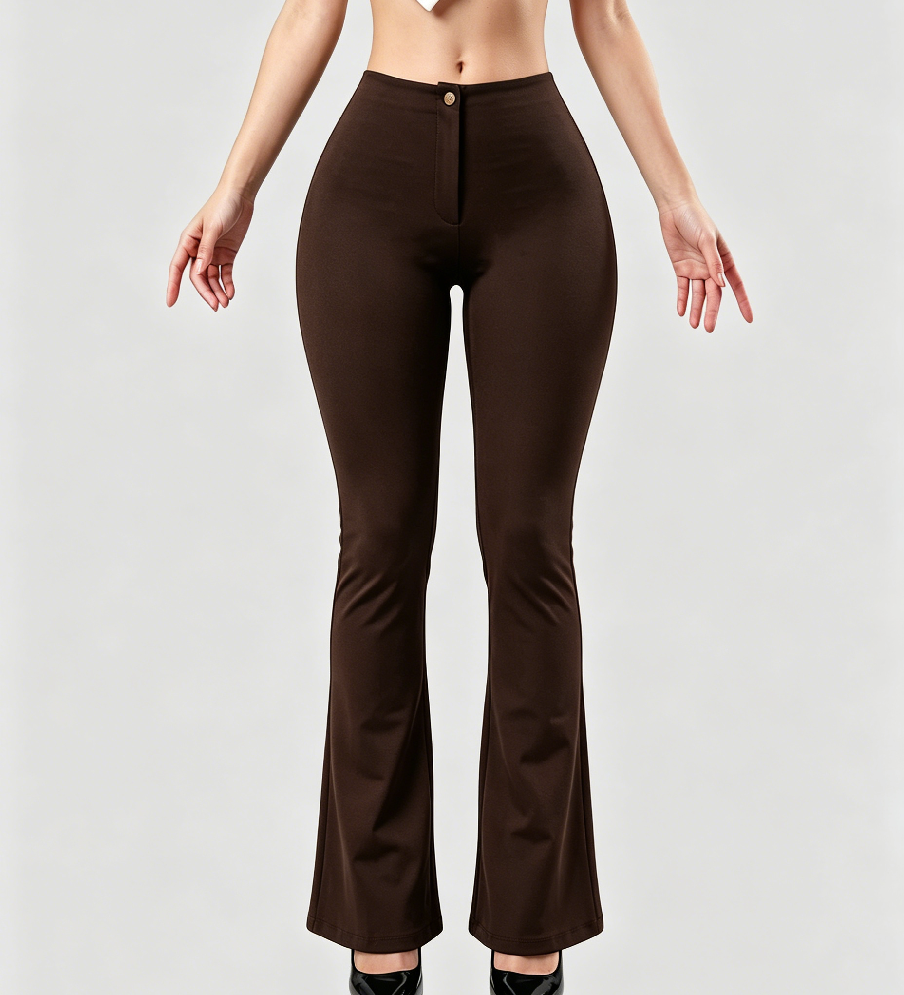High Waist Butt Lifting Solid Black Slim Fit Flare Shaping Yoga Pants