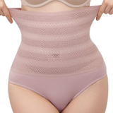 Women's High Waisted Chevron Print Shapewear Panty Tummy Control Mesh Briefs