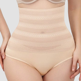 Women's High Waisted Chevron Print Shapewear Panty Tummy Control Mesh Briefs