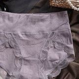 Women's Mid-Waist Antibacterial Crotch Breathable Lace Briefs Panties