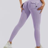 Peach Hip Fitness Leggings with Cargo Pockets