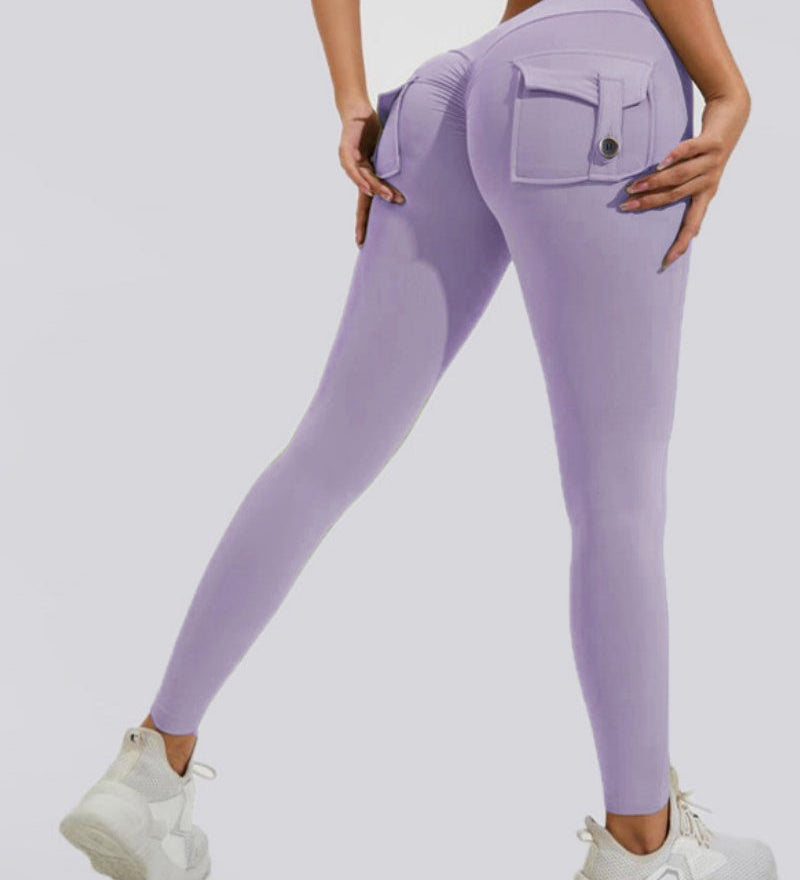 Peach Hip Fitness Leggings with Cargo Pockets