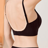 Women's Seamless Low Back Wireless Deep U Shaped Backless Comfort Minimizer Bra