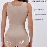 2 in 1 Seamless Double Tummy Control Corset Bodysuit Scoop Neck Tank Top Shapewear