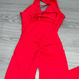 Women's Beautiful Back Sleeveless Elastic Tights Jumpsuit