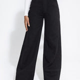 Wide-leg Jeans High Waist Patchwork Raw Edge Loose Trousers