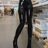 Sorelyne® High Waist Shiny Leather Leggings with Zipper for Curvy Women