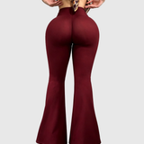 High Waist Button Fly Butt Lifting Sculpt Flare Girdle Pants