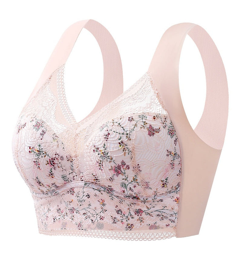 Full Coverage Elegant Floral Lace Push up Wireless Bra