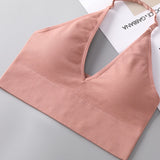 Deep V Sexy Halter Neck Backless Triangle Cup Wireless Bra