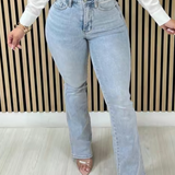 Stylish Washed High Rise Tummy Control Flared Jeans