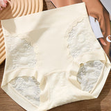 Sexy Lace Seamless Ice Silk High Waist Tummy Control Shaping Panties