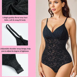 Sexy Lace Shapewear Bodysuit Tummy Control Thong Body Shaper