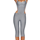 Halter Cutout Backless Skinny Bandage Capri Jumpsuit