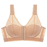Anti-sagging Thin Minimizer Bras Full Cup Front Buckle Adjustable Wireless Lace Bra