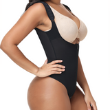 Open Bust Adjustable Strap Tummy Control Thong Bodysuit Zipper Shaper