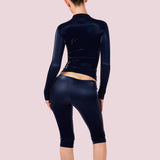 Zip Up Top Capri Pants Two Piece Sculpted Set
