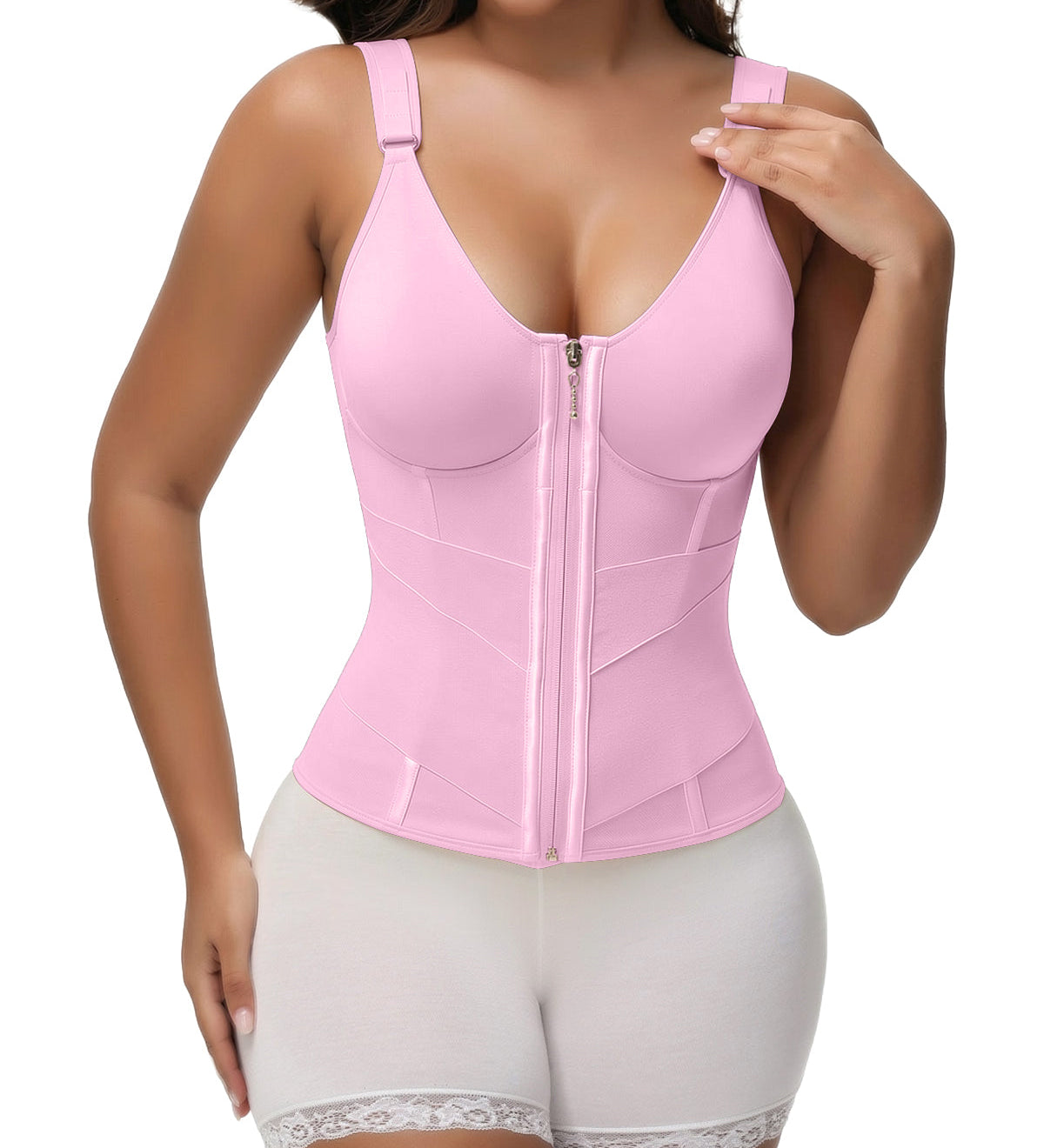 Adjustable Strap High Compression Zipper Bustier Shaper Vest
