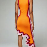 Reversible Wavy Slim Midi Dress