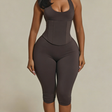 Hourglass Figure The Corset Body Shaper Waist Cincher Capri Jumpsuit Two-Piece Set
