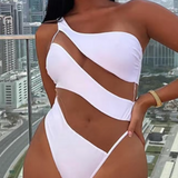 Sexy Off Shoulder Transparent Mesh Panel One Piece Swimsuit