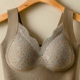 Wire Free Seamless Thin Breathable Bra with Delicate Floral Lace