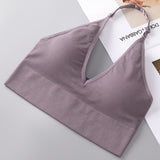 Deep V Sexy Halter Neck Backless Triangle Cup Wireless Bra