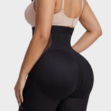 High Waist Zipper Tummy Control Butt Lifting Mid Thigh Mesh Shapewear Shorts