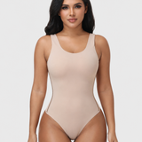 U Neck Wide Strap Back Lace Up Tummy Control Butt Lifting Bodysuit