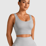 U Neck Sleeveless Seamless Crop Yoga Tank Top