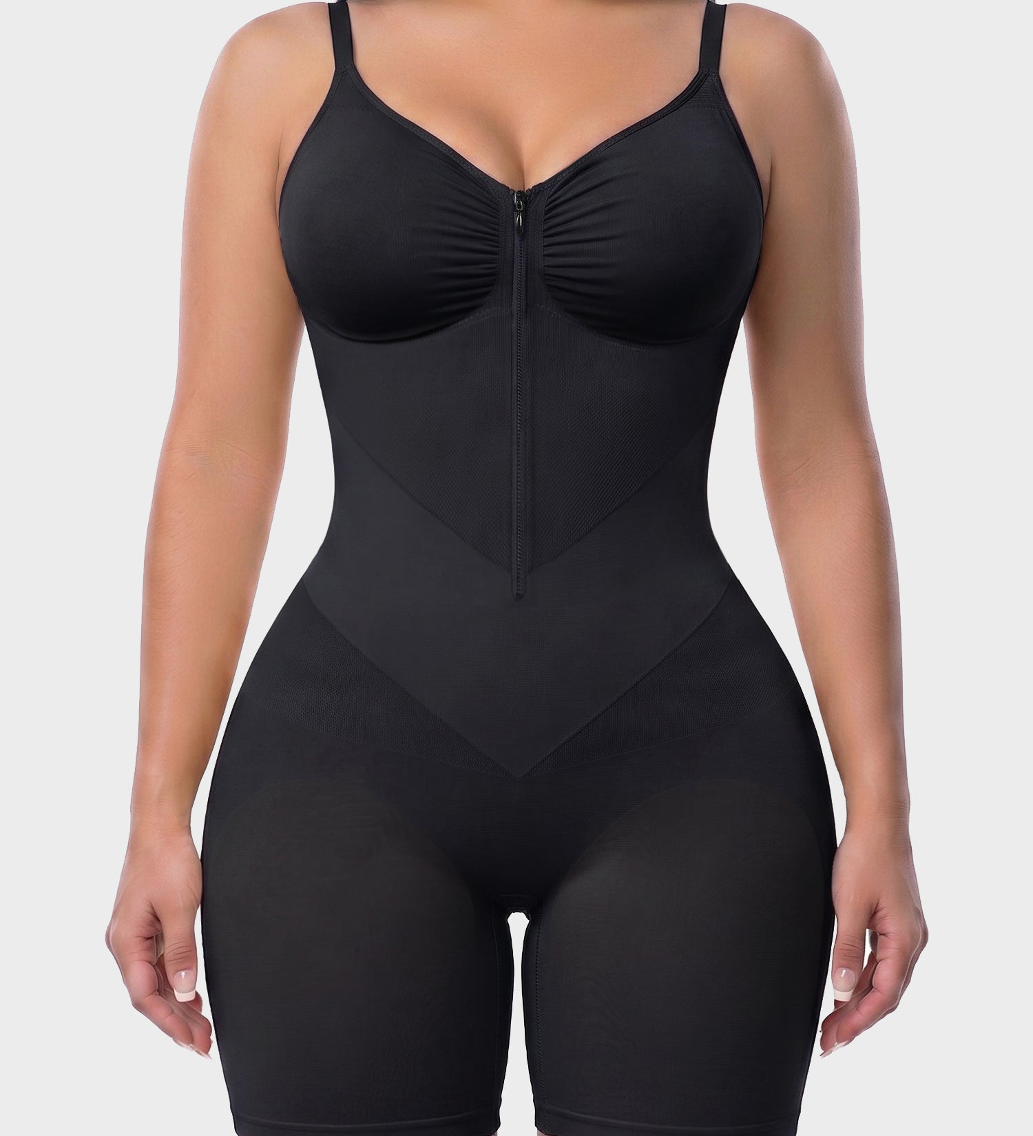 V-shaped Tummy Control Shapewear Zip-up Bodysuit