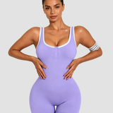 Heart Cutout Back Ribbed Seamless Romper