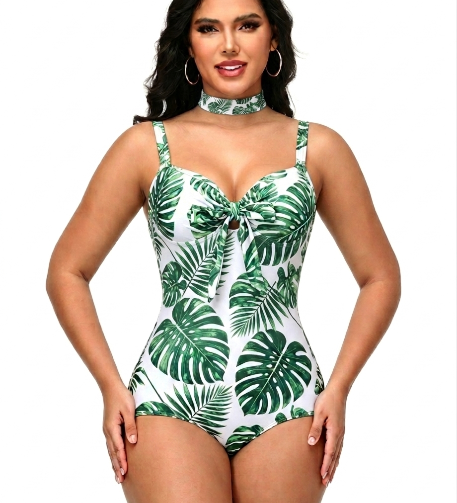 Neckband style Butt Lift One-Piece Swimsuit
