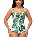 Neckband style Butt Lift One-Piece Swimsuit