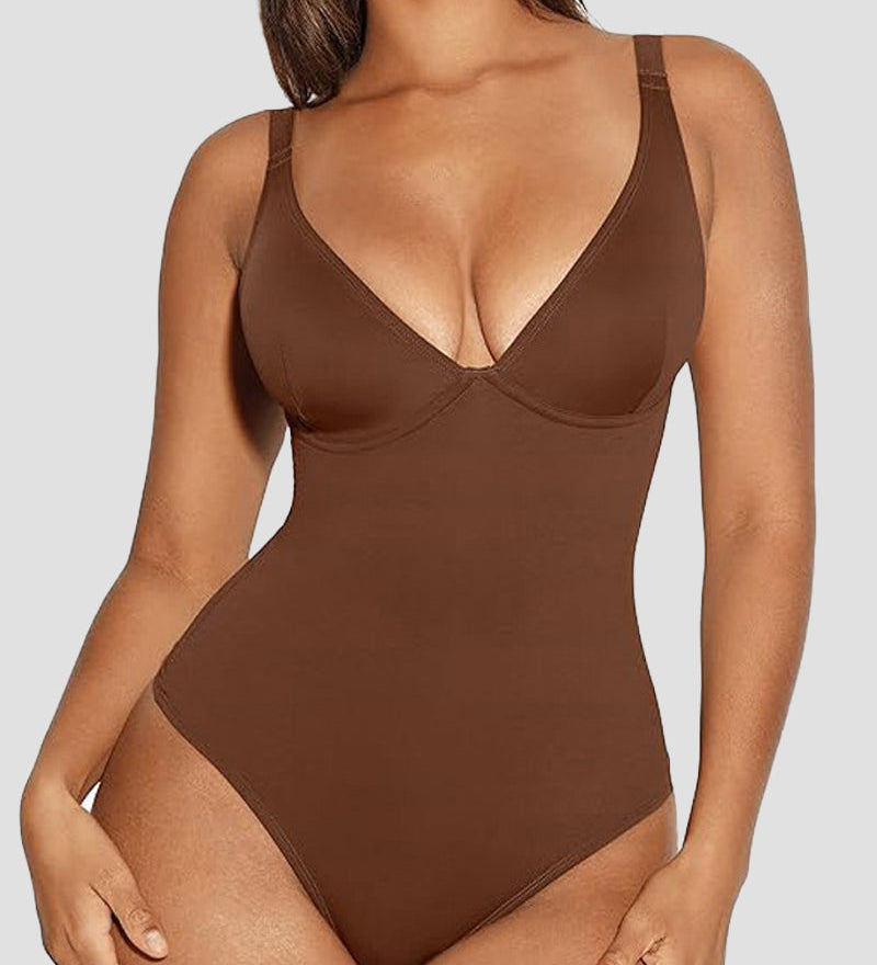 Compression Deep V Tummy Control Seamless Shapewear Bodysuit
