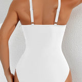 Sexy Deep V Mesh Backless One Piece Shapewear Swimsuit