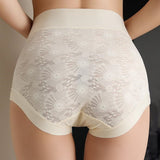 Sexy Lace Seamless Ice Silk High Waist Tummy Control Shaping Panties