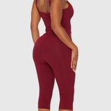 Square Neck Tank Capri Snatched Pants Two Piece Set