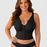 Lace Trim Front Hook-and-Eye Bustier Shaper Tank Top with Waist Control