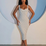 Women's Sexy Slim-Fit Stretchy Classic Polka Dot Hourglass Maxi Dress (Upgraded fabric)