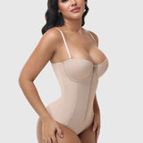 Hourglass Front Zipper Bodysuit with Lace-Up Back