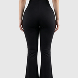 High Waist Butt Lifting Solid Black Slim Fit Flare Pants