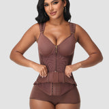 Double Compression Long Slimming Girdle Waist Trainer Zipper Vest with Bra