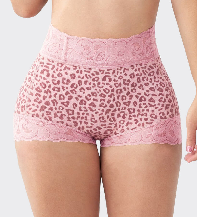 High Waist Seamlesss Leopard Print Tummy Control Butt Lifting Shaping Underwear Shorts