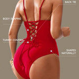 Shapewear Tummy Control Push Up V-Neck One-Piece Swimsuit