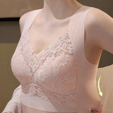 Widen Straps Lace Seamless Breathable Wire Free Vest Bra