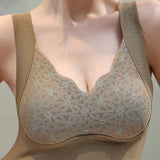 Wire Free Seamless Thin Breathable Bra with Delicate Floral Lace
